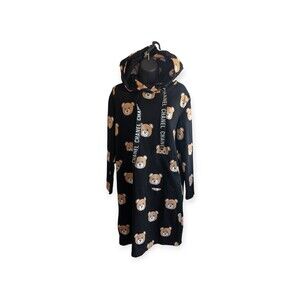 Womens Black Dress With Teddy Bear Print Size M